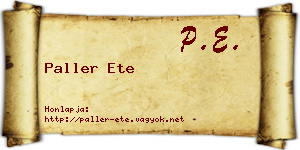 Paller Ete névjegykártya